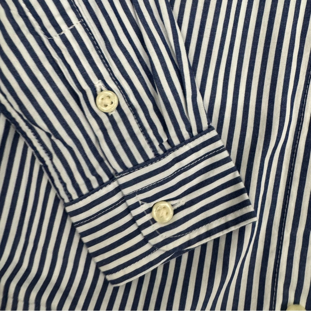 2T Ralph Lauren Kids Navy Striped Button Down Shirt - Picture 4 of 6